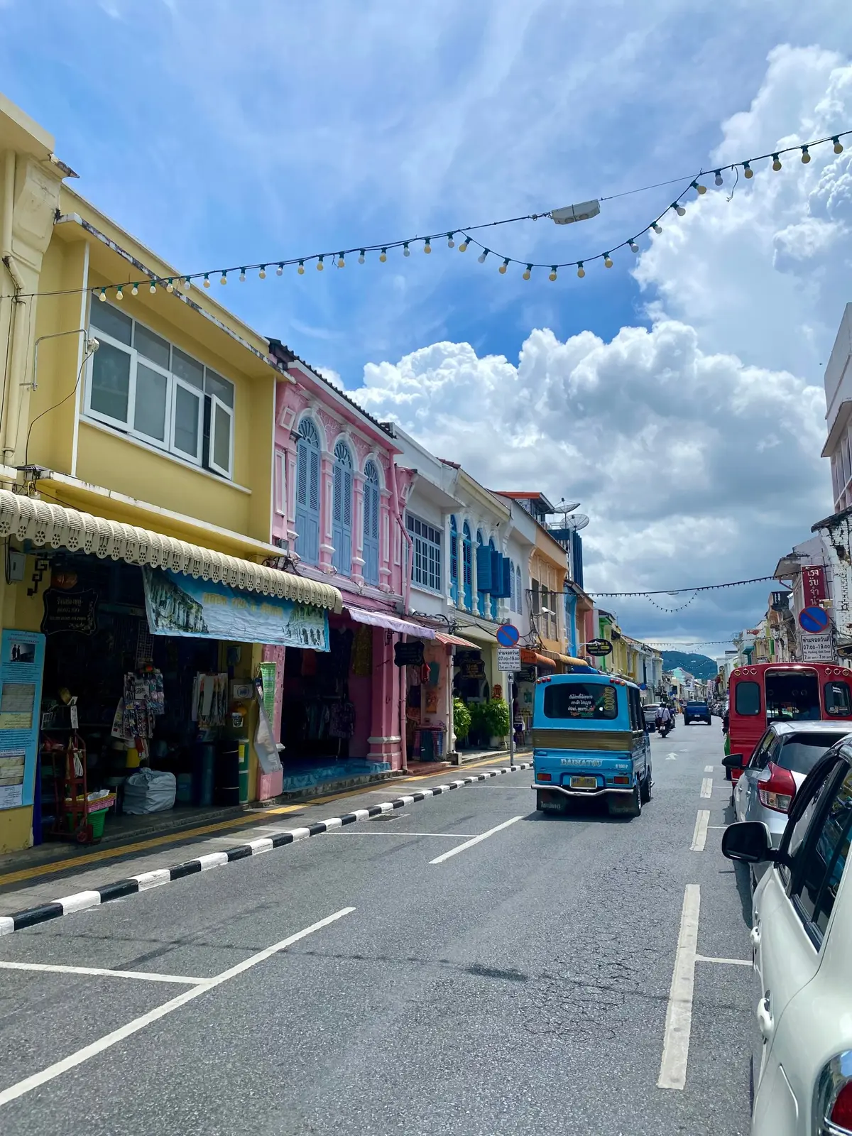 A street of painted shophouses